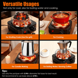 500W Electric Charcoal Burner for <b>Hookah</b> Fast Heating with 5 Temperature Gears Thermostat Safety Stainless Steel Coil Bonus - Product Image 6
