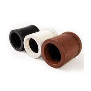 Copa de Dados Redonda de Cuero PU Hecha a Mano de Lujo con Diseño Tallado para Uso Diario en Juegos, Elegante y Funcional, Esencial para Fiestas - Product Image 3