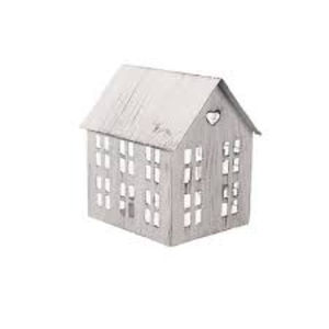 Portavelas de Metal Blanco Envejecido con Forma de Casa, Estilo Rústico Vintage para Decoración del Hogar - Product Image 3