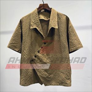 Chemise décontractée d'été pour homme, coupe ample, à manches courtes et mi-longues, en tissu gaufré, séchage rapide, livraison directe - Product Image 5