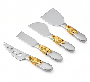 Premium Stainless Steel Gold <b>Cheese</b> <b>Knives</b> <b>Set</b> Of 4 High Quality Designer Handles Perfect For Elegant Dining Kitchen And Parties - Product Image 1