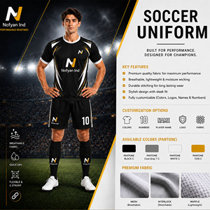 Conjunto de Camiseta de Fútbol Nofyan para Hombre, Diseño OEM/ODM, Color Negro Sublimado, Manga Corta, Uniforme de Fútbol para Adultos, Corte Regular - Product Image 1