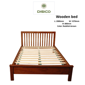 DISICO Wooden <b>Bed</b> <b>Queen</b> <b>Size</b> Reddish Brown Traditional Modern Bedroom Furniture - Product Image 1
