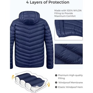 Stylish <b>Lightweight</b> <b>Men's</b> Puffer <b>Jacket</b> Coated Formal Super Soft Windbreaker Solid Color Pockets Spring Streetwear - Product Image 3