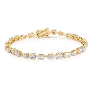 Pulsera de tenis de oro de 14K con diamantes cultivados en laboratorio de formas mixtas, certificados IGI, diseño de corazón de esmeralda, joyería fina de lujo para bodas y fiestas - Product Image 2