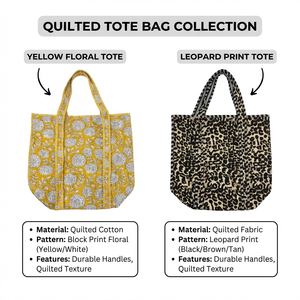 กระเป๋าโท้ทงานแฮนด์เมดแบบเย็บปะติดปะต่อสไตล์กันธา ขายส่ง ผ้าฝ้ายเป็นมิตรกับสิ่งแวดล้อม ซิป ลายพิมพ์บล็อก พลิกกลับด้านได้ ลายเสือดาว สไตล์โบฮีเมียน - Product Image 6