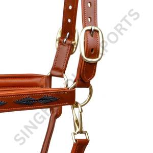 Cabestro de Cuero Genuino Trenzado para Caballo, Ajustable y Acolchado, con Herrajes de Latón Premium, para Equitación - Product Image 6