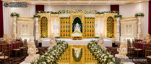 Magnifique Scène de Cérémonie de Mariage Moderne, Aménagement de Scène de Réception de Mariage Occidentale Moderne, Scène à Thème Marocain avec Mur de Bougies - Product Image 6