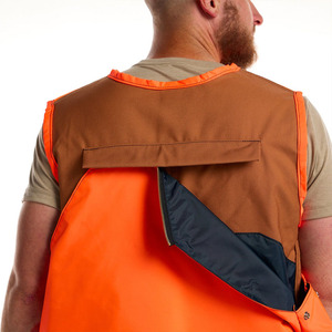 Gilet de pêche imperméable pour homme, couleur orange, avec impression personnalisée, fermeture éclair, doublure respirante et plusieurs poches, OEM - Product Image 4