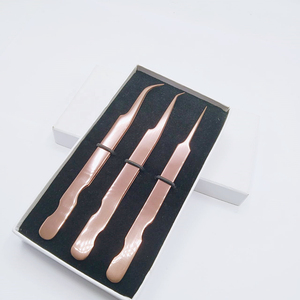 Pinces à épiler professionnelles en acier inoxydable pour extensions de cils, étiquette privée, ensemble de pinces à épiler de couleur personnalisée, miroir pour cils, logo personnalisé - Product Image 1
