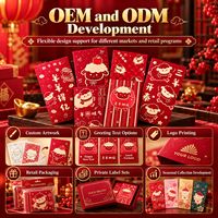 Enveloppes rouges 2027 Année du Chèvre, lot de 6, mignonnes enveloppes porte-bonheur en forme de mouton de dessin animé pour le Nouvel An chinois, vente en gros