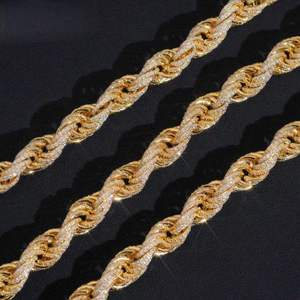 Luxury Two Tone <b>Rope</b> <b>Chain</b> Moissanite Diamond Necklace VVS Hip Hop Twisted Link Jewelry for Men Unisex Premium Accessory - Product Image 3