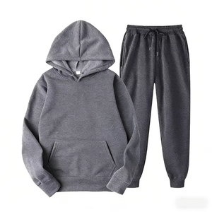 Men's Black Cotton Sweatshirt Set Crew Neck Pullover <b>Tracksuit</b> Regular Fit Solid Color Heat Transfer Printing Autumn Casual Wear - Product Image 6