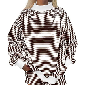 Sudadera de cuello alto con hombros caídos, de forro polar, extragrande, de alta calidad y personalizada para mujer - Product Image 1