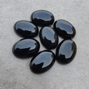 Piedra Preciosa Calibrada de Ónix Negro Natural AAA+ en Forma Ovalada con Reverso Plano, Pulida y Lisa, Disponible al por Mayor - Product Image 2