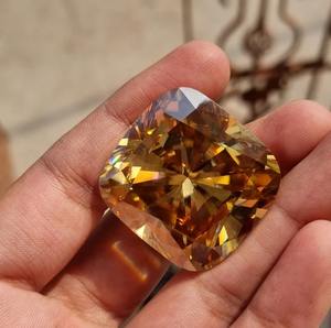 133.25เพชรโมอิสสีเหลืองรูปเบาะทำด้วยมือสำหรับแหวนหมั้นและเครื่องประดับเพชร - Product Image 1