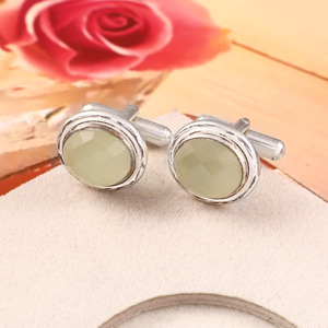 Boutons de manchette en pierre de lune grise naturelle pour homme, bijoux de luxe en laiton, cadeau de mariage formel pour le marié, bijoux personnalisés, anniversaire, Noël - Product Image 5