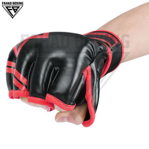 Guantes de Boxeo y MMA de Cuero PU con Medio Dedo, Diseño Único con Ribete Rojo, Bajo MOQ, Excelente Proveedor, Personalizables, Servicio OEM - Product Image 2