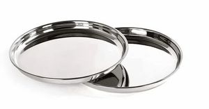 Juego de Platos Redondos de Acero Inoxidable de Grado Alimenticio Premium, Vajilla Reutilizable y Duradera para el Hogar, Restaurantes y Hoteles - Product Image 1