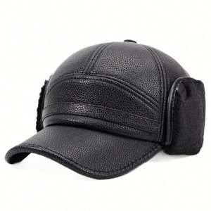 Gorro de Béisbol de Cuero PU con Protección para los Oídos, Cortavientos, para Ciclismo en Invierno, para Hombre, Informal, Cálido, con Peluche, para Deportes al Aire Libre, Novedad 2025 - Product Image 5