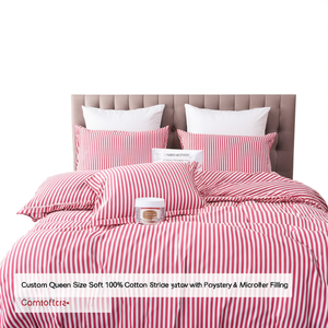 Custom Modern Queen Size Soft 100% Cotton Stripe Comforter with Polyester & Microfiber Filling All-Season Use - Product Image 2