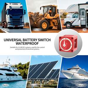 Mini interrupteur de batterie à 2 positions, 300A, à circuit unique, avec bouton étanche, pour systèmes 12-48V DC, camion, tracteur, camping-car, yacht, solaire - Product Image 2