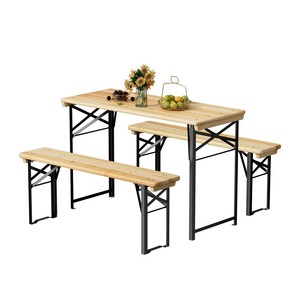 Mango Wood <b>Foldable</b> Picnic <b>Table</b> Set with 6 <b>Chairs</b> | Wholesale Outdoor Furniture - Product Image 6