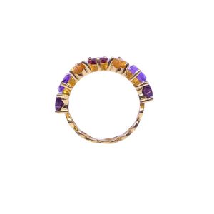 Anillo Clásico de Plata de Ley 925 Chapado en Oro con Turmalina Multicolor para Mujer, Joyería para Bodas - Product Image 4