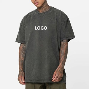Camiseta de Algodón de Color Sólido para Hombre, Talla Grande, Cuello Redondo, Manga Corta, Estilo Casual, Lavado Vintage, Tejido Ajustado, Logotipo Personalizado en la Parte Delantera, Secado Rápido - Product Image 6
