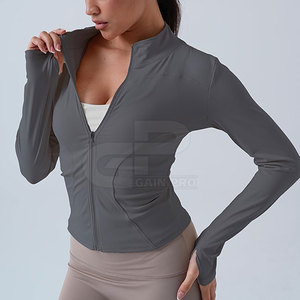Comfortable Women <b>Yoga</b> <b>Jacket</b> Long Sleeve Quick Dry Stretch Fabric Slim Fit Zippered <b>Jacket</b> For <b>Yoga</b> - Product Image 5