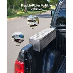 Boîte à outils robuste en aluminium pour benne de camion avec motifs antidérapants, coffre de rangement avec serrure et clé pour le rangement sur camion - Product Image 6