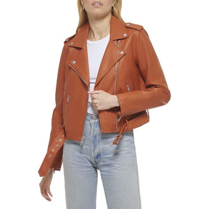 Chaqueta de Cuero PU Premium para Mujer, Manga Larga, Cuello Alto, Corte Ajustado, Cierre de Cremallera, Estilo Casual, Moda Otoño Invierno, Ropa de Calle - Product Image 1