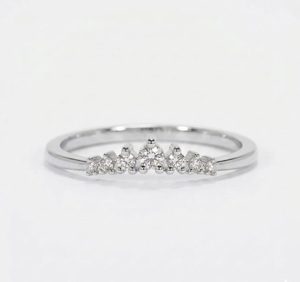 Anillo de Compromiso y Boda VBSR-99 E VS1 0.08CT para Mujer, Anillo de Boda Curvo de Oro Blanco de 14K con Diamante Cultivado en Laboratorio - Product Image 1