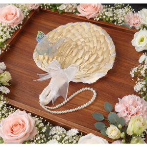 พัดมือทำมือสำหรับงานแต่งงาน ทำจากไม้ไผ่หวายประดับโบว์มุกและดอกไม้ ของชำร่วยงานแต่งงานสำหรับแขก ผลิตจากโรงงานในเวียดนาม ขายส่ง - Product Image 5