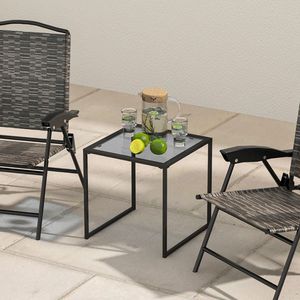 Tavolino da Caffè in Vetro Temperato con Struttura in Legno Massello e Metallo, Convertibile, per Interni ed Esterni - Product Image 4