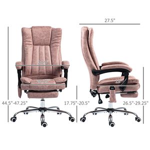 Sedia da Ufficio Rosa Reclinabile con Poggiapiedi Regolabile, Massaggio e Terapia Termica a 6 Punti, Comoda Seduta da Lavoro - Product Image 3