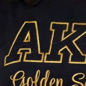 Camiseta Negra AKA Golden Soror Chenille con Letras Griegas Bordadas, Camiseta de Algodón Premium, Ropa Casual de Calle, Prenda de Sororidad - Product Image 5