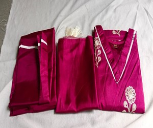 Art Silk Embroidery Work Salwar Kameez With Dupatta Traditional Women Wedding Wear Regular <b>Ankle</b>-Length Purple 83801 BS...146 - Product Image 3