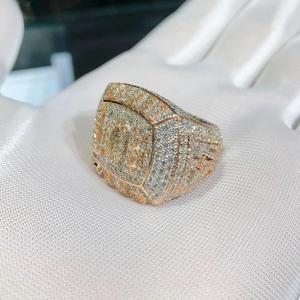 Iced Out Rhodium Plated <b>Ring</b> Moissanite Diamond 925 <b>Silver</b> Hip Hop Luxury Statement <b>Ring</b> for <b>Men</b> Gift - Product Image 2