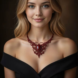 ชุดเครื่องประดับทำมือสีเขียวอมฟ้าแบบมาคราเม่ประดับหยก พร้อมสร้อยคอไม้ไผ่แบบคลาสสิก แหวนเข้าชุด ปรับขนาดได้ เหมาะสำหรับทั้งชายและหญิง ของขวัญเครื่องประดับ ศาสนาพุทธ ฮารีออม - Product Image 1