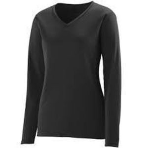 Camiseta Casual de Verano para Mujer STELLAR Negra, Cuello en V, Tejido de Punto, Manga Larga, Corte Regular, 100% Algodón, 240g - Product Image 1