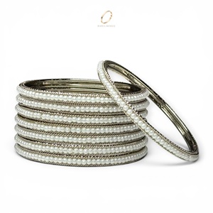 Ensemble de bracelets minimalistes en argent plaqué argent avec perles, style américain, pour femmes, bijoux de mariage indiens haut de gamme, prix de gros - Product Image 1