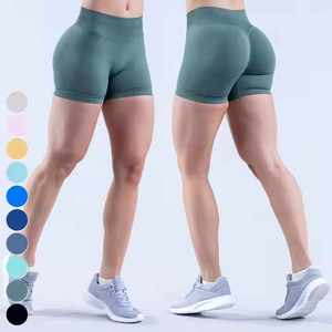 Shorts Deportivos de Cintura Alta para Mujer, Tejido Acanalado, Efecto Push-Up, para Yoga, Fitness, Running, Transpirables, de Secado Rápido, con Logotipo Personalizado, Venta al Por Mayor, OEM - Product Image 5