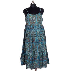 Vestido Midi Boho con Tirantes Finos para Fiesta en el Jardín, Estampado Floral Hecho a Mano, 100% Algodón Suave, Vestido Largo Informal, Hermoso Vestido para Mujer - Product Image 1