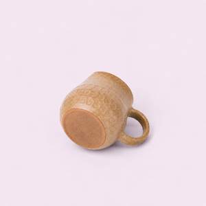 แก้วกาแฟและแก้วน้ำชาเซรามิกสโตนแวร์สีเดียว ก้นแบบตอกลาย ขนาด 400 มล. ป้องกันการรั่วซึม ทนความร้อน ของขวัญตกแต่ง - Product Image 4