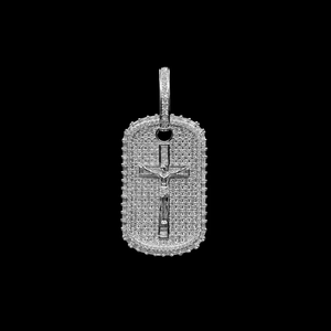Men's 925 Silver <b>Dog</b> Pendant Necklace With Cross Micro Pave Diamond Hiphop Everyday Wear - Product Image 3