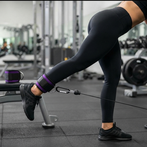 Heavy Duty Neoprene Ankle Cuffs Support Strap with Secure D-<b>Rings</b> for Cable Crossover Exercises and Lower Body Gym Training - Product Image 5