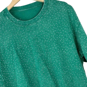 T-shirts pour hommes Street Wear, dernier design, avec strass, 100% coton, couleur unie, personnalisable, écologique, respirant, coupe ample - Product Image 3