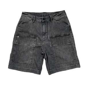 Shorts Cargo en Jean Noir Décontracté Premium pour Homme, Délavé Clair, Écologique, Respirant, Résistant à la Décoloration, Taille Mi-Haute, Multi-Poches, Été - Product Image 1