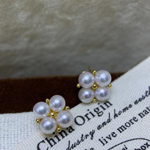 Pendientes de Perlas de Agua Dulce Naturales de 3-4 mm, Perfectamente Aurora de Zhuji, Impecables, de Alto Brillo, Pequeños y Frescos, Plata S925, Moda - Product Image 3